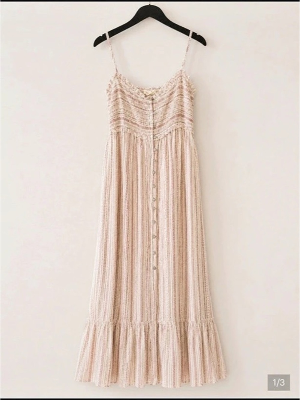 Promesa Striped Button Front Maternity Maxi Dress Cream Brown Size S